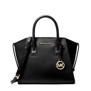 Michael Kors Avril Small Leather Top-Zip Satchel Crossbody Black